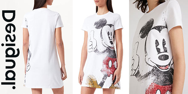 Chollo Vestido camiseta Desigual Mickey Mouse para mujer 