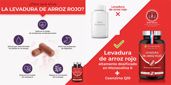 Envase x90 Cápsulas veganas Levadura Roja de Arroz Coenzima Q10 en Amazon