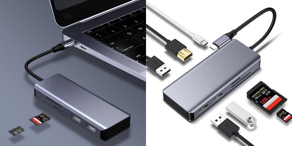 HUB USB-C 7 en 1 con USB-C PD, 3 puertos USB 3.0, HDMI y lector SD