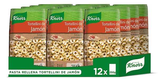 Pack x12 Pasta rellena Knorr tortellini de jamón con queso grana padano de 250 g barato en Amazon