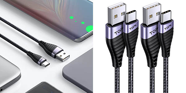 Pack 2x Cables USB-C TOPK de 2 metros