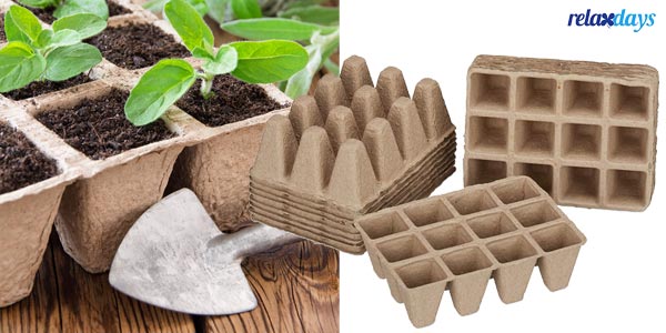 Kit x17 Bandejas Semilleros biodegradables Relaxdays (204 unidades en total) barato en Amazon