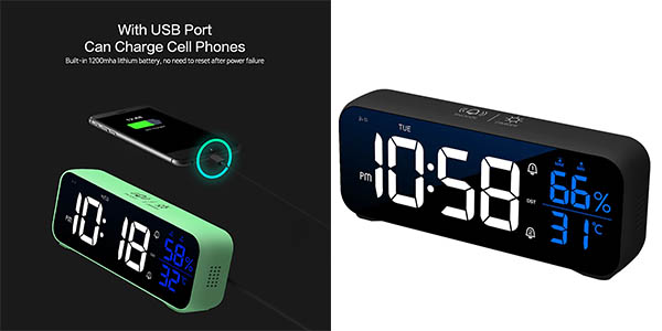 Reloj despertador digital LED Womaoo