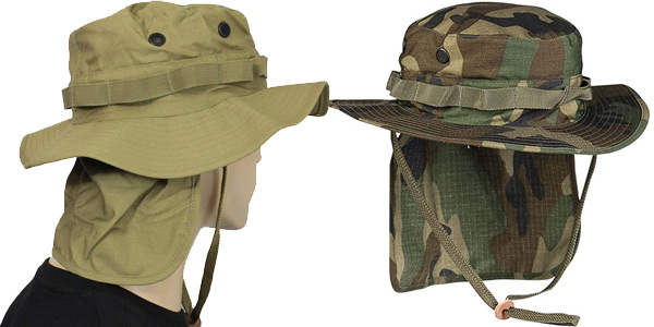 Sombrero británico Mil-Tec Boonie con protección para el cuello barato en Amazon