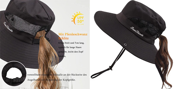 Sombrero flexible e impermeable de ala ancha Pesaat para mujer con protección UV barato en Amazon