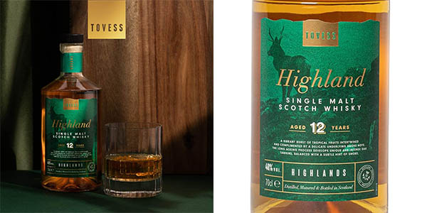 Whisky Tovess Highland Single Malt de 700 ml de 12 años