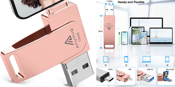 Chollo Pendrive Anyoug 4 en 1 de 128 GB con USB-C