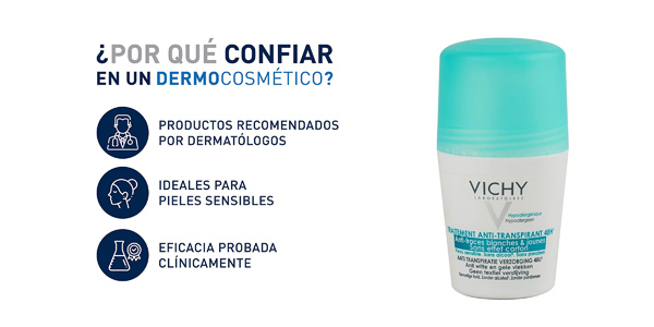 Desodorante antitranspirante Vichy Roll-On para piel sensible de 50 ml en Amazon