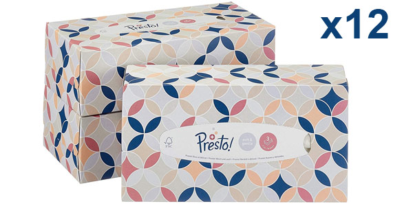 Pack x12 Cajas de PaÃ±uelos de 3 capas Amazon Presto! Barato en Amazon