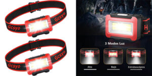 Pack x2 Linterna frontal LED Gcsyo con resistencia IPX4
