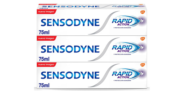 Pack x3 pastas de dientes Sensodyne Rapid Action de 75 ml barato en Amazon