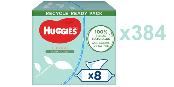 Pack x384 Toallitas para bebÃ© biodegradables Huggies baratas en Amazon
