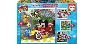 Set x4 Puzles progresivos Educa Mickey Superpilotos de 12,16,20 y 25 piezas barato en Amazon