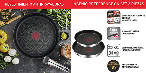 Set Tefal Ingenio Preference On de 2 sartenes de 24 y 28 cm con mango extraíble barato