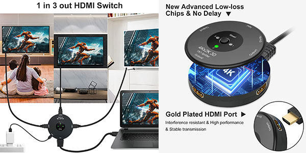 Adaptador Amanka con 3 salidas HDMI 4K barato