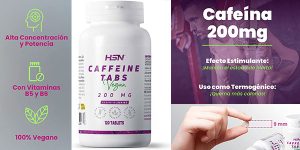 Chollo Suplemento HSN de cafeína 200 mg con 120 comprimidos