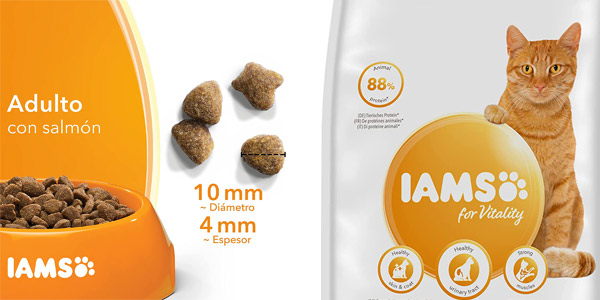 Alimento seco IAMS for Vitality Salmón de 3kg para gatos en Amazon