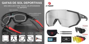 Gafas deportivas polarizadas X-Tiger con lentes intercambiables y protección UV400 baratas en AliExpress