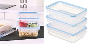 Set x3 recipientes herméticos Amazon Basics con cierres a presión de 1,5L baratos en Amazon