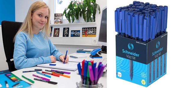 Pack x50 bolígrafos Schneider Vizz M baratos en Amazon