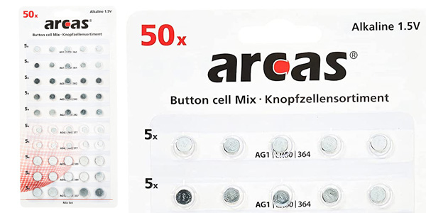 Pack x50 Pilas de Botón alcalinas Arcas 12755000 en Amazon