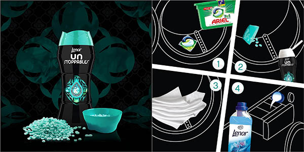 Pack x6 Perlas de perfume para la ropa Lenor UNStoppables Active 60 lavados