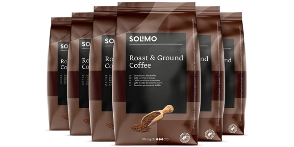Pack x6 Paquetes de café mezcla molido 100% sostenible House Amazon Solimo de 227 g barato en Amazon