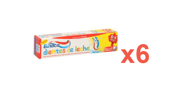 Pack x6 Pastas de dientes + x3 Cepillos Binaca Dientes De Leche para niños entre 3 y 5 años en Amazon