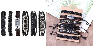 Set x6 Pulseras de cuero Flintronic para hombre