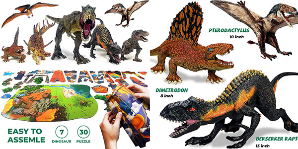 Set de juguete con 7 dinosaurios y rompecabezas 3D de 70 piezas barato