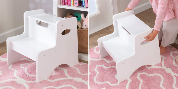 Taburete KidKraft 15501 de madera con dos peldaños para niños en Amazon