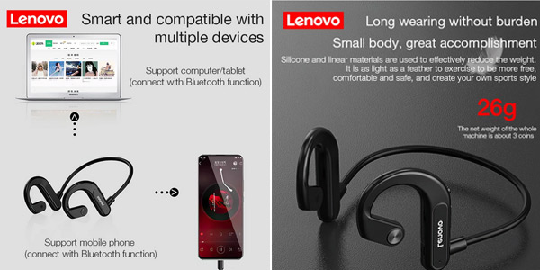Comprar Auriculares inalámbricos de conducción ósea Lenovo X3 Pro chollo en AliExpress