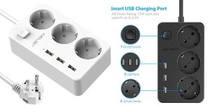 Chollo Regleta JSVER de 3 enchufes y 3 USB