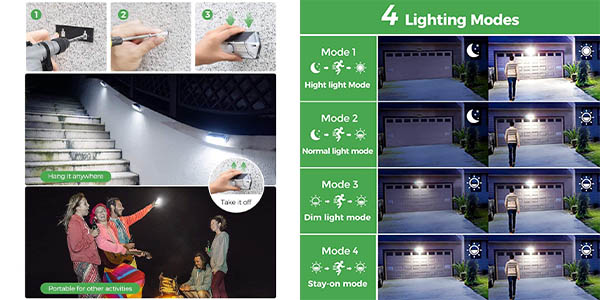 Set x2 Luces LED solares Litom IP67 para exterior