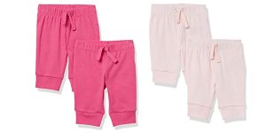 Set x4 Pares de Pantalones de algodón con cintura elástica Amazon Essentials para bebé baratos en Amazon