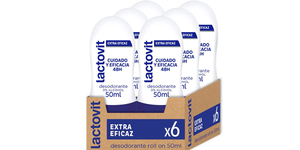 Pack x6 Desodorantes Roll On Lactovit de 50 ml baratos en Amazon