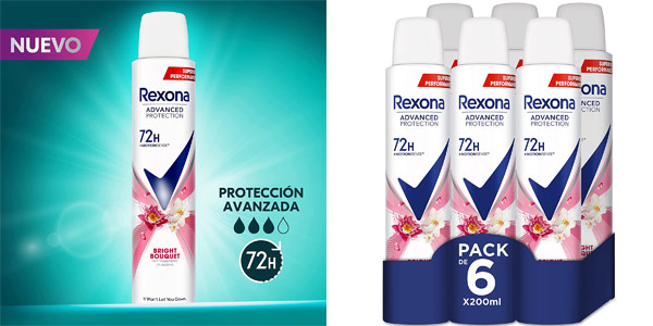 Pack x6 Desodorantes Rexona Advanced Protection Bright Bouquet para mujer barato en Amazon 
