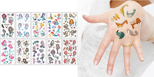 Pack x10 Hojas de Tatuajes temporales para niños