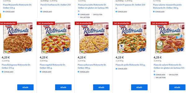 Promoción Pizzas Ristorante 2x1 con cheque ahorro chollo en Carrefour 