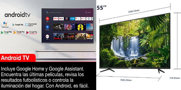 Smart TV TCL 55P618 Ultra HD 4K de 55" barata
