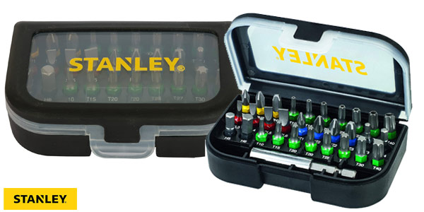 Juego x31 Piezas para atornillar STANLEY STA60490-XJ con puntas inviolables y adaptador magnético barato en Amazon
