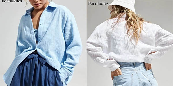 Camisa de algodón Bornladies para mujer