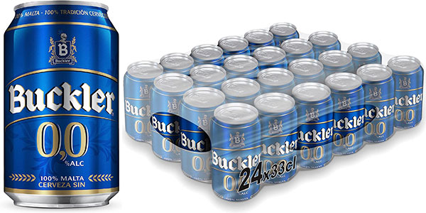 Chollo Pack de 24 latas de cerveza Buckler 0,0 sin alcohol de 33 cl