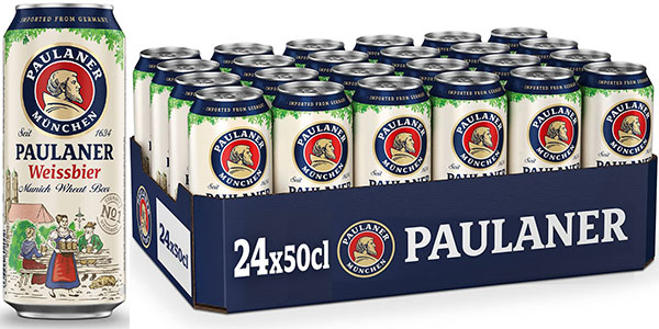 Chollo Pack de 24 latas de cerveza Paulaner de 50 ml