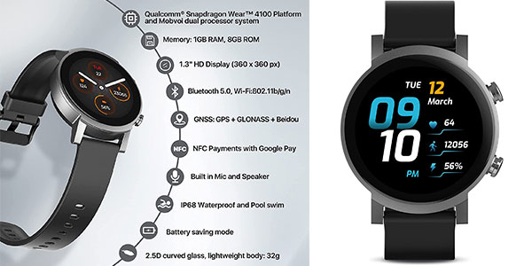 Ticwatch E3 Wear OS Smartwatch para hombres y mujeres Snapdragon