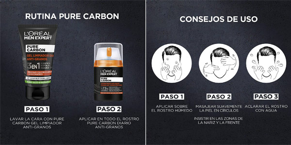Gel limpiador facial diario anti-granos L'Oréal Paris Men Expert Pure Carbon de 100 ml en Amazon