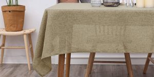 Mantel de mesa rectangular efecto lino Deconovo fácil de limpiar 140 x 240 cm barato en Amazon