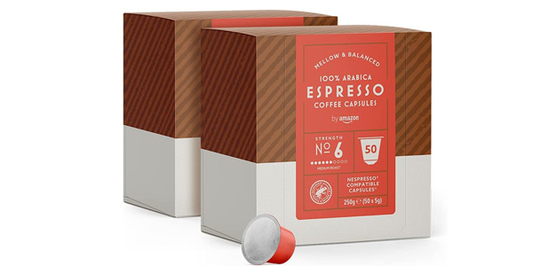 Pack x100 Cápsulas Espresso 100% Arábica Medium Roast by Amazon barato en Amazon