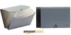 Pack 2x Carpeta clasificadora de acordeón Amazon Basics de tamaño A4