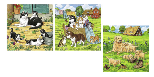 Set x3 Puzles infantiles x49 piezas Ravensburger de gatos y perros en Amazon